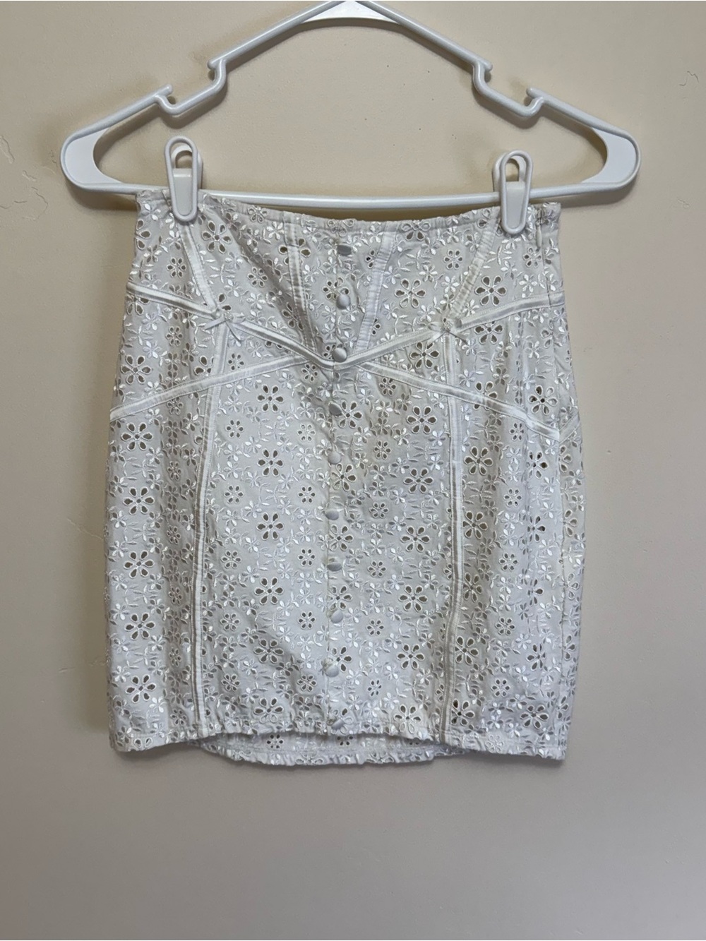 For Love and Lemons White Unlined Sophie Eyelet Skirt Mini Small Bachelorette - Picture 4 of 11